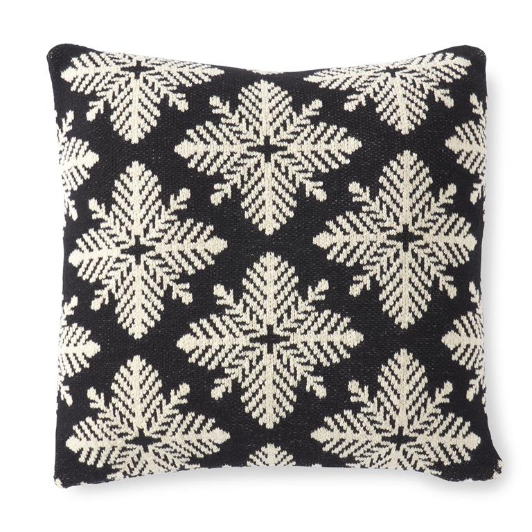 Black and White Knit Snowflake Pillow