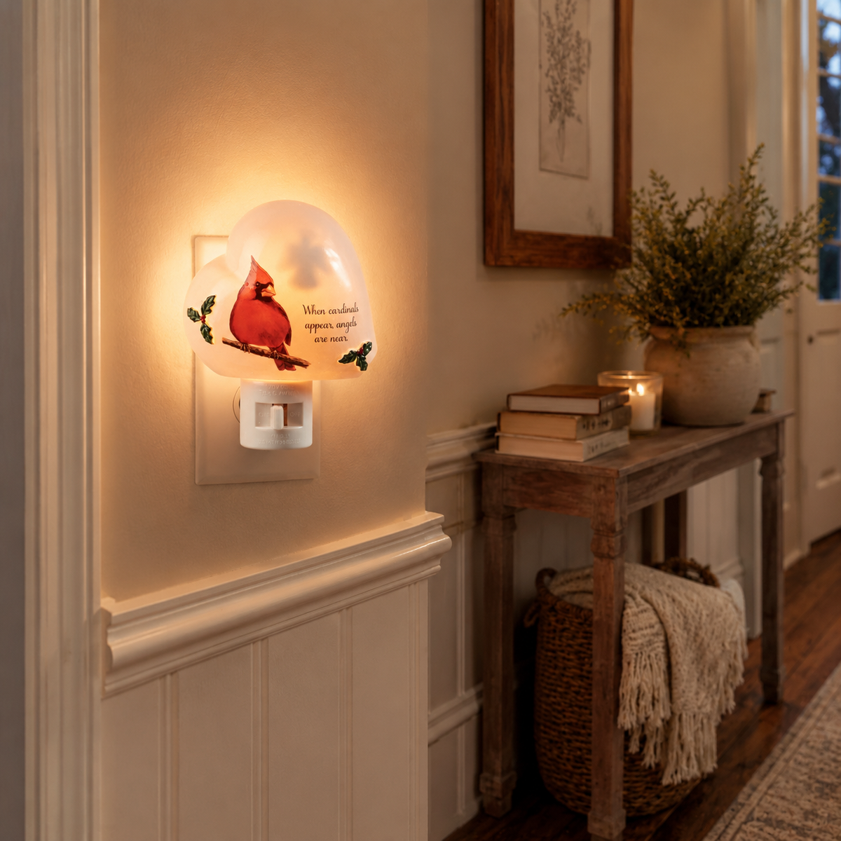 Reveal Cardinal Heart Shaped Memorial Nightlight