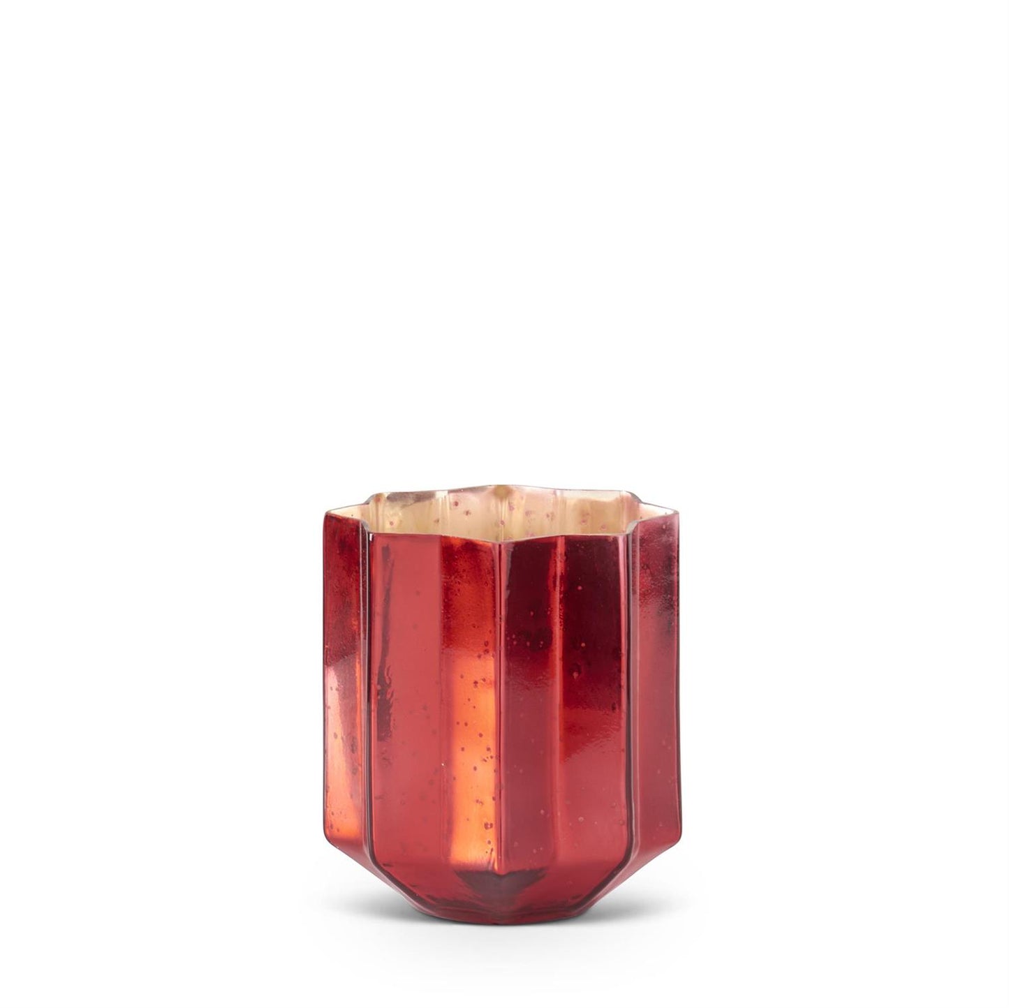 Speckled Red Mercury Glass Star Containers w/Gold Interior