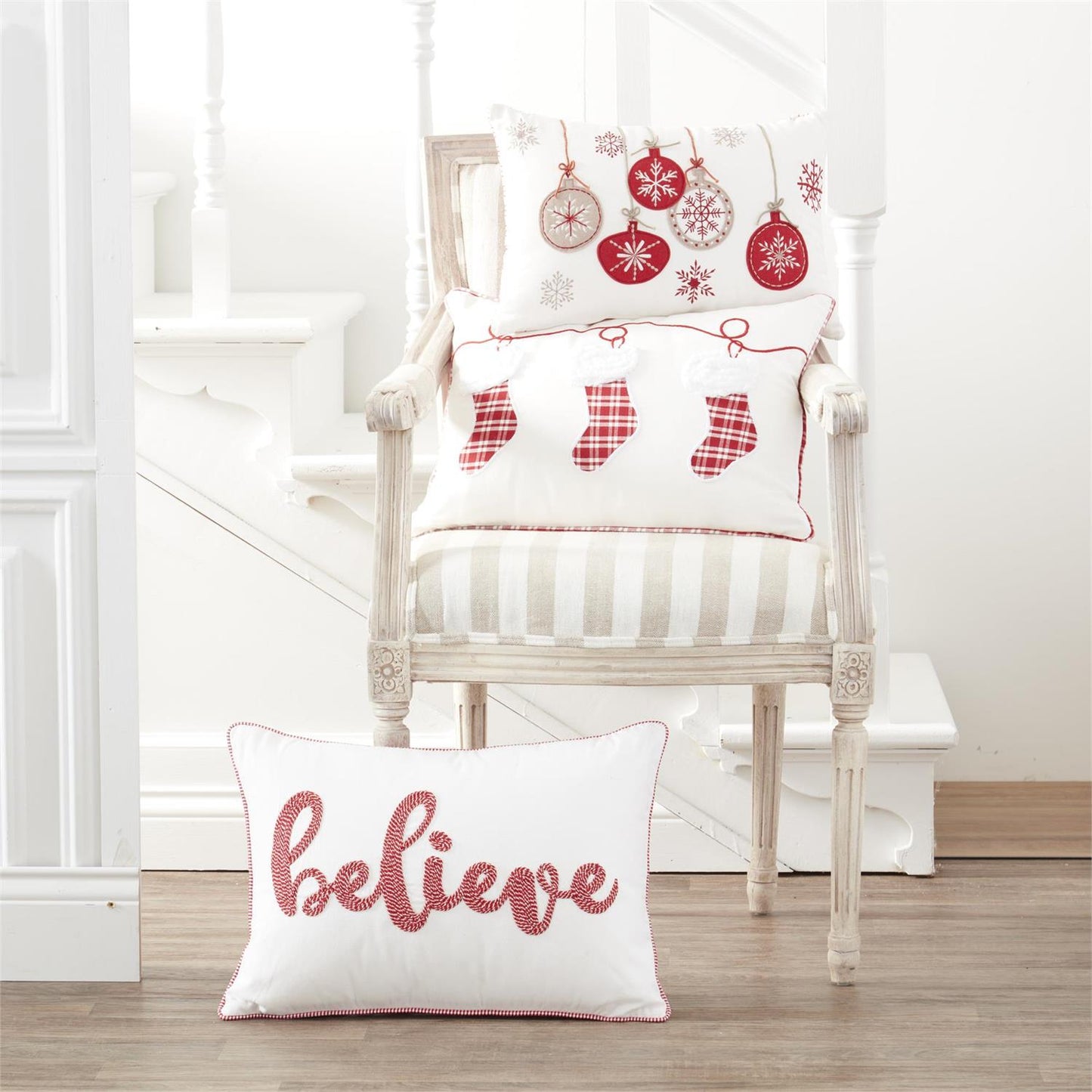 Embroidered "Believe" Pillow