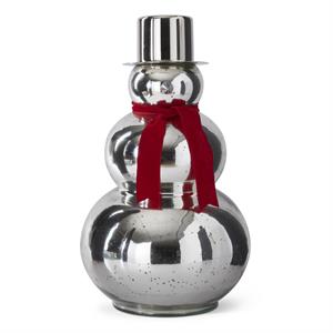 Silver Mercury Glass Snowmen w/Red Scarf & Top Hat