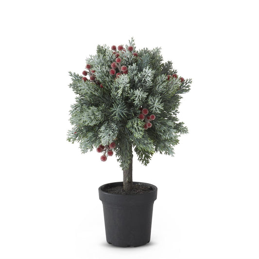 Icy Red Berry & Pine Topiary