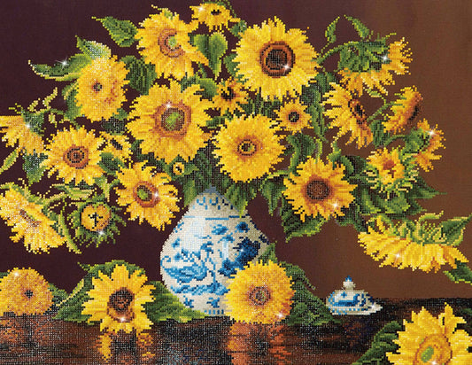 Sunflowers in a China Vase Diamond Art