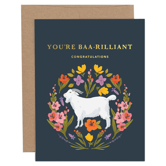 You're Baa-rilliant Goat Congrats Greeting Card