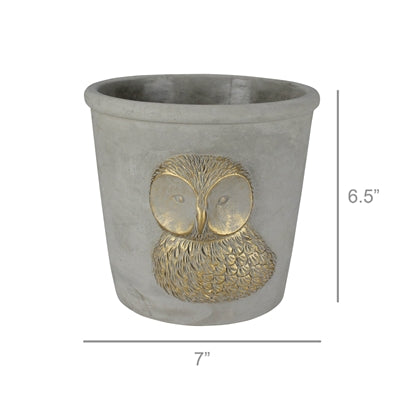 Cement Owl Cachepot