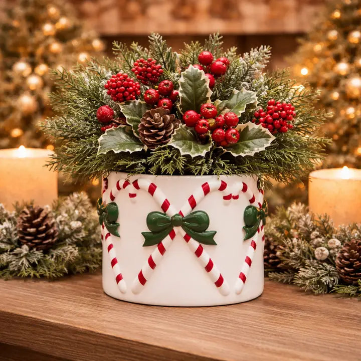 Candy Cane Bow Planter