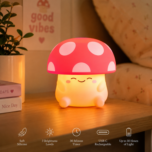 Mushi Ambient Mushroom Night Light - Squishy Silicone Usb-C