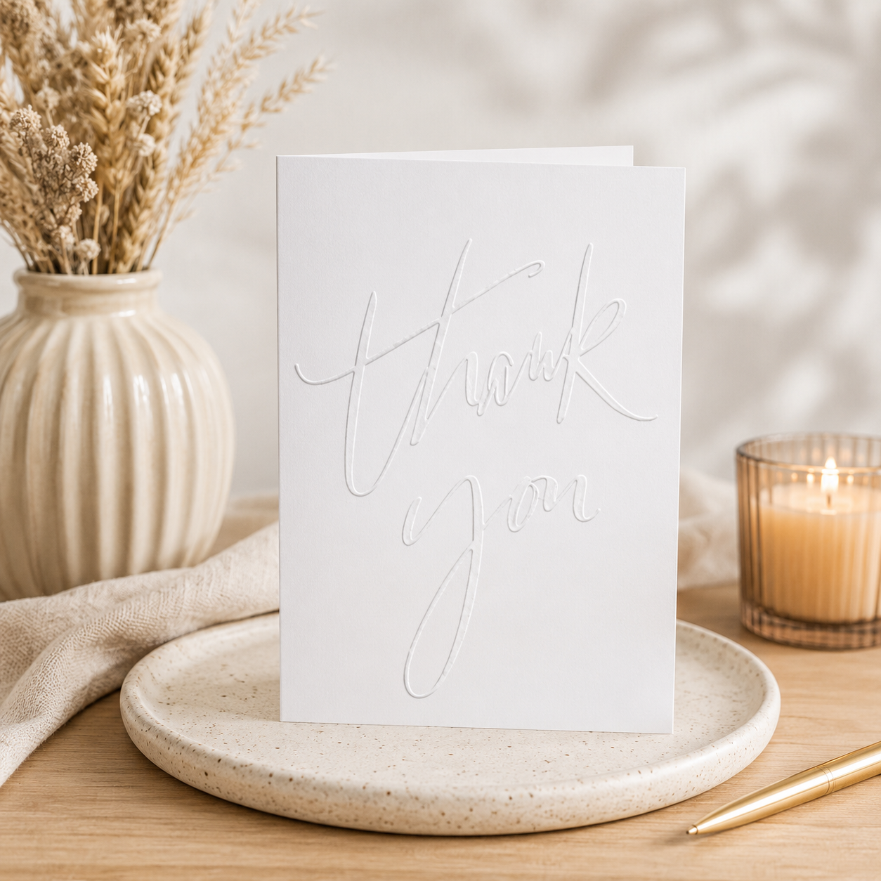 Embossed Card-Script Thank You