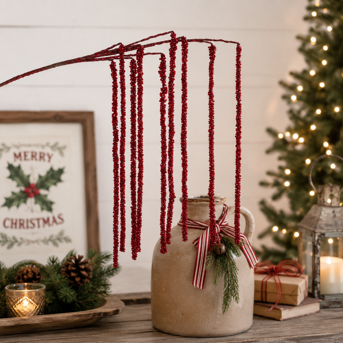 42" Red Bead Branch
