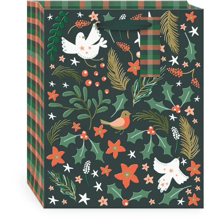 Medium Vertical Gift Bag Holly Birds