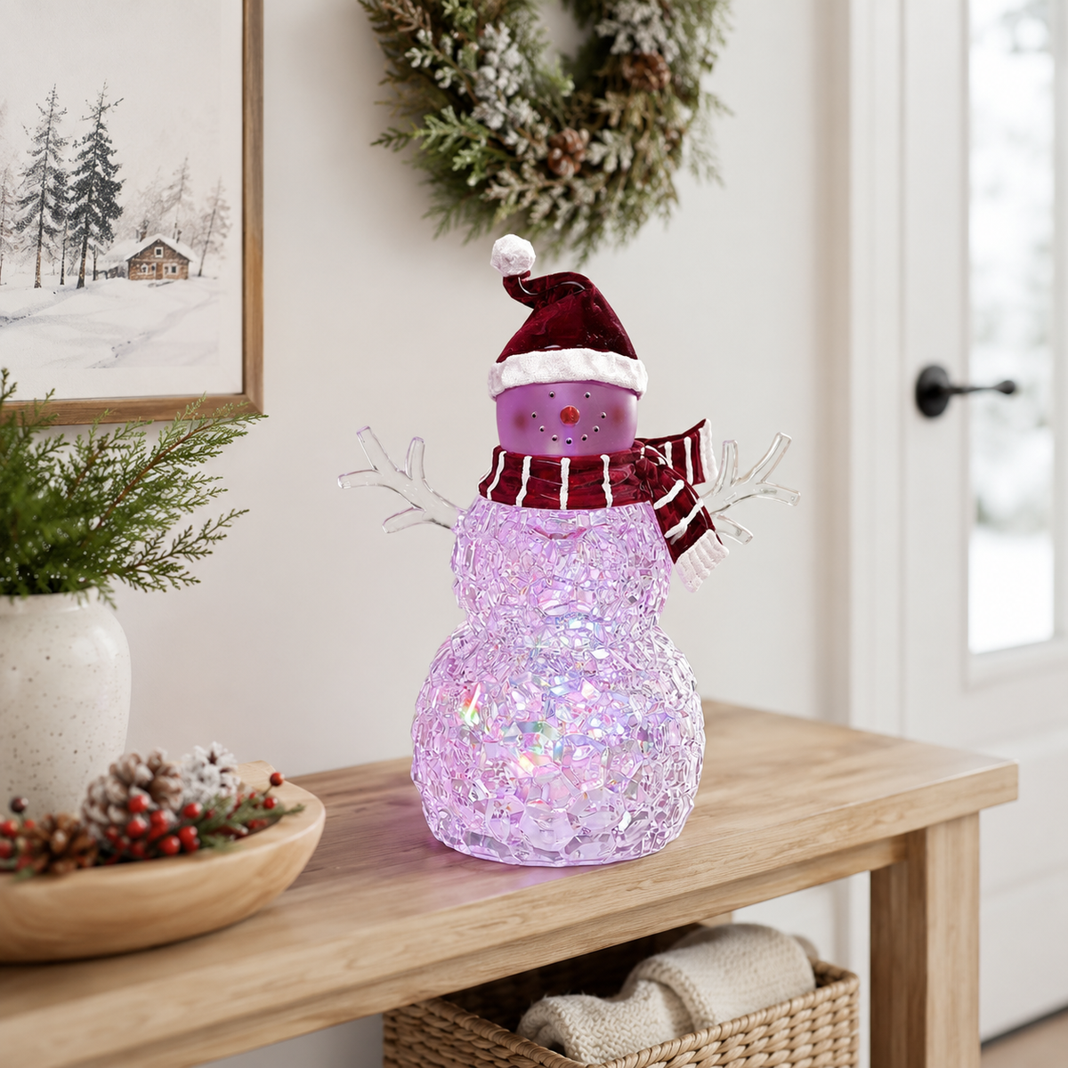 Lighted Snowman with Multicolor Lights