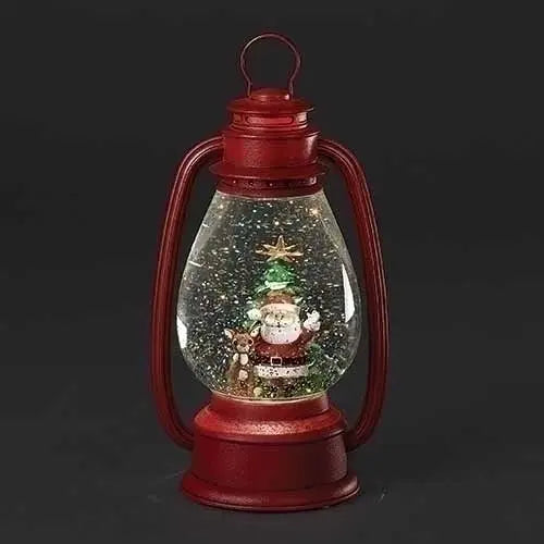 Led Swirl Lantern with Rudolf and Santa