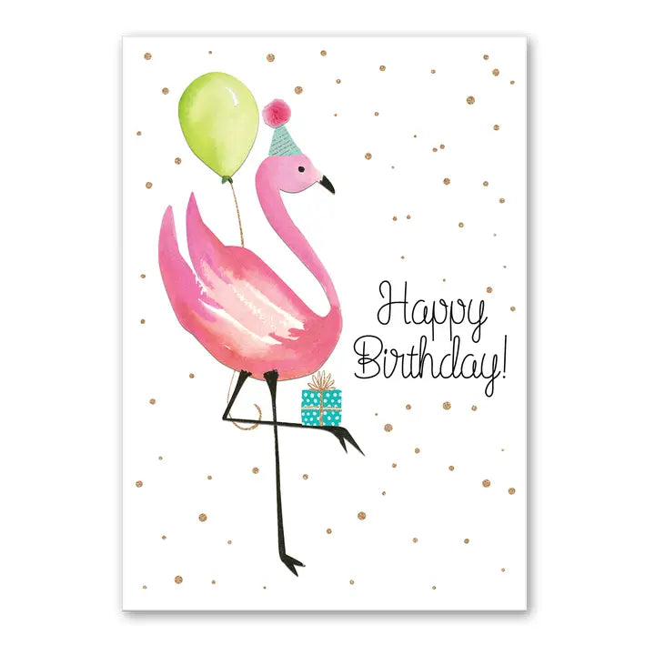 5X7 Greeting Card Birthday Flamingo