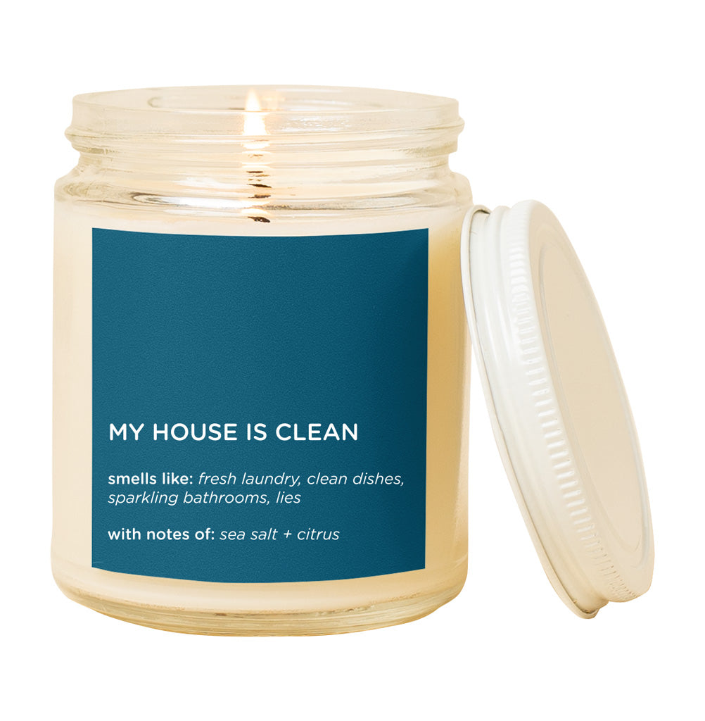Candle Jar w/Lid - My House is Clean