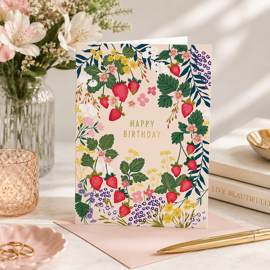 Greeting Card Happy Birthday Strawberries
