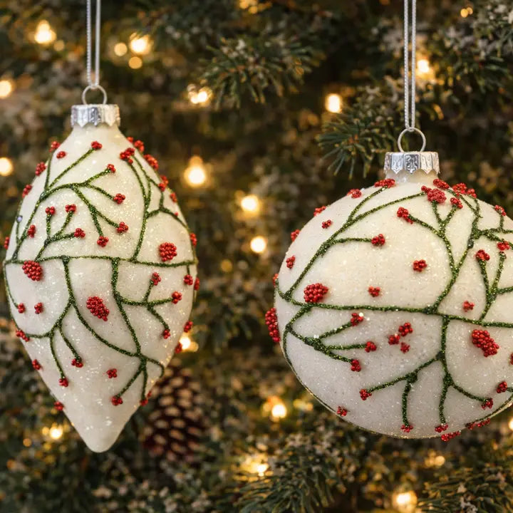 Winter Berry Frosted Glass Ornament