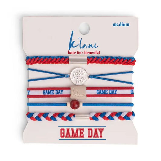 Game Day Red Blue White Hair Tie Bracelet