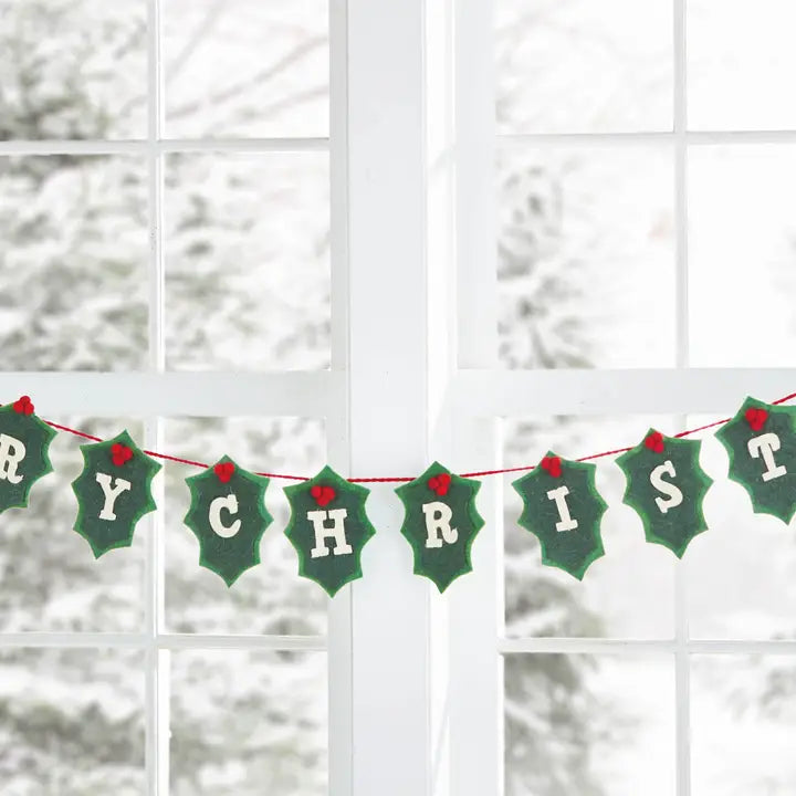 Christmas Merry Christmas Holly Felt Garland