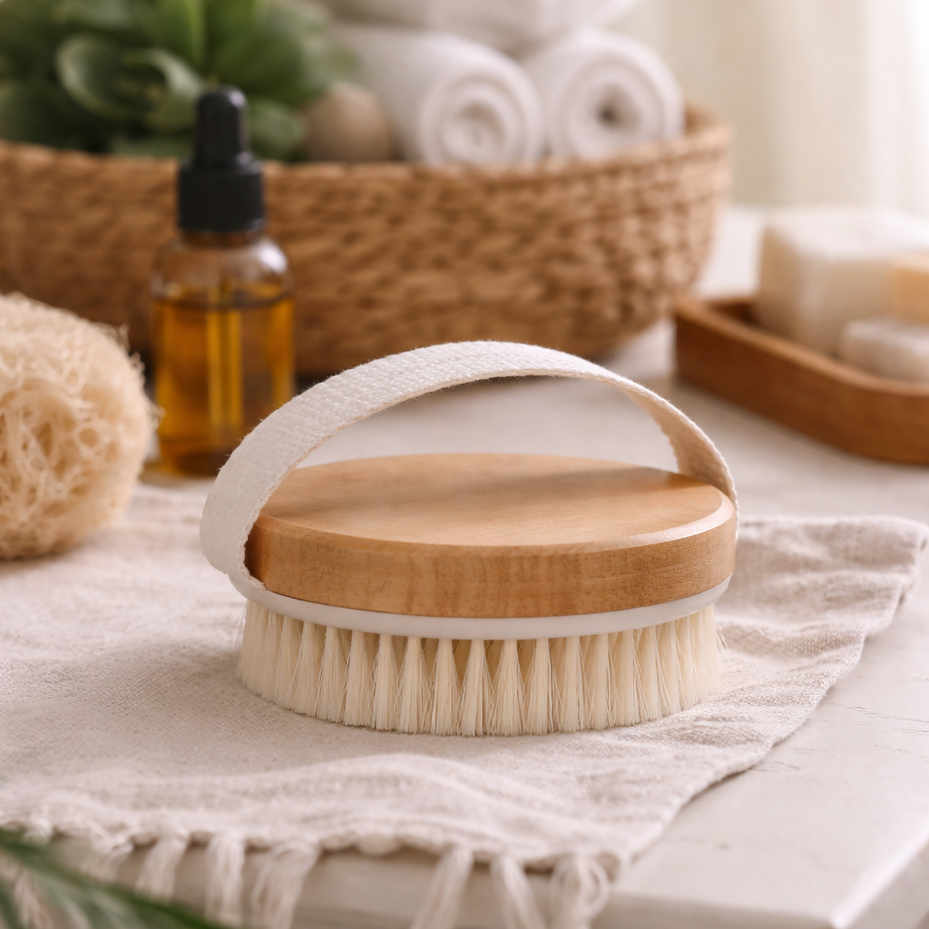 Cherry Wood Body Brush w/ Handle