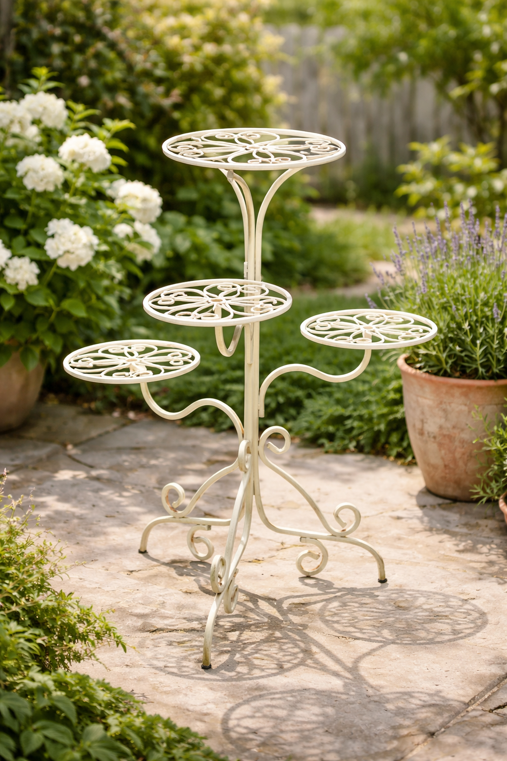 Antique White 4 Tier Plant Stand