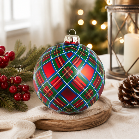 5" Plaid Ball Ornament