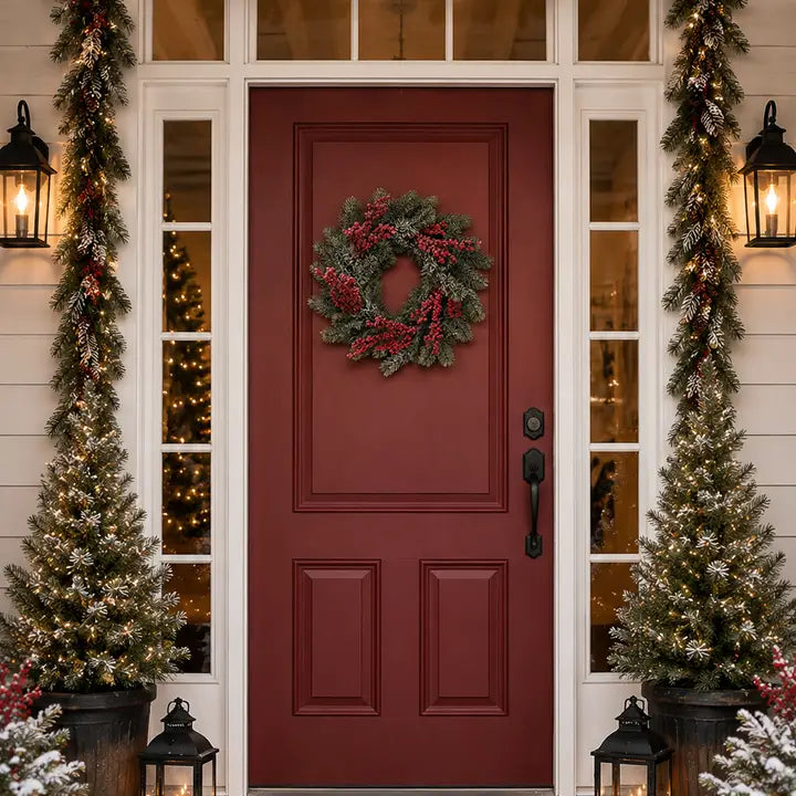Frosted Pine & Berry Christmas Wreath