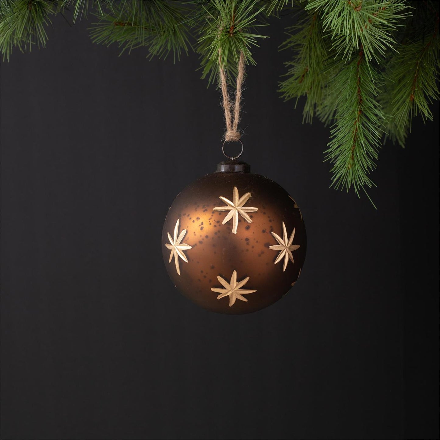 Ornament - Brown Etched Glass Stars