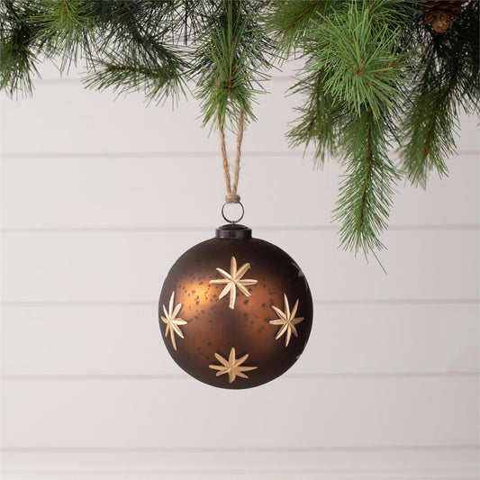 Ornament - Brown Etched Glass Stars