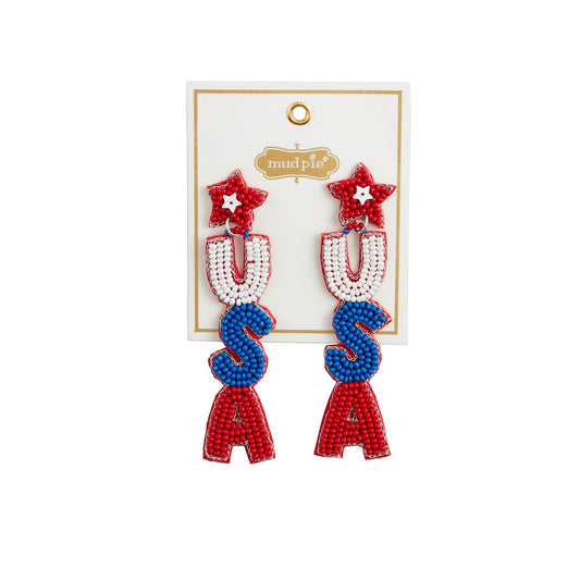4th of July Beaded Earrings