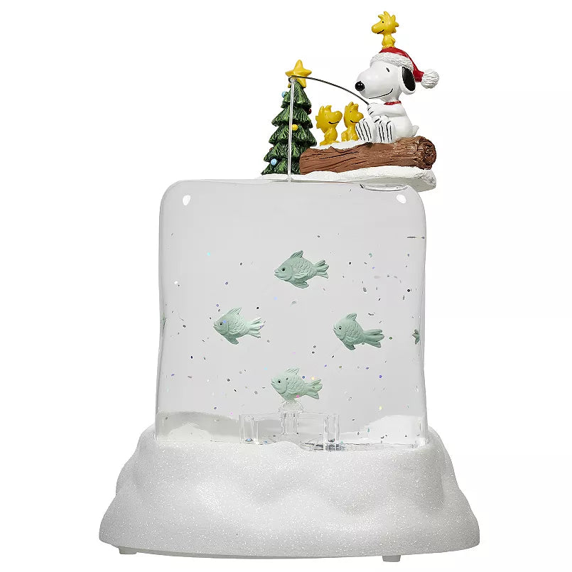 8"H Lighted Swirl Ice Fishing Snoopy