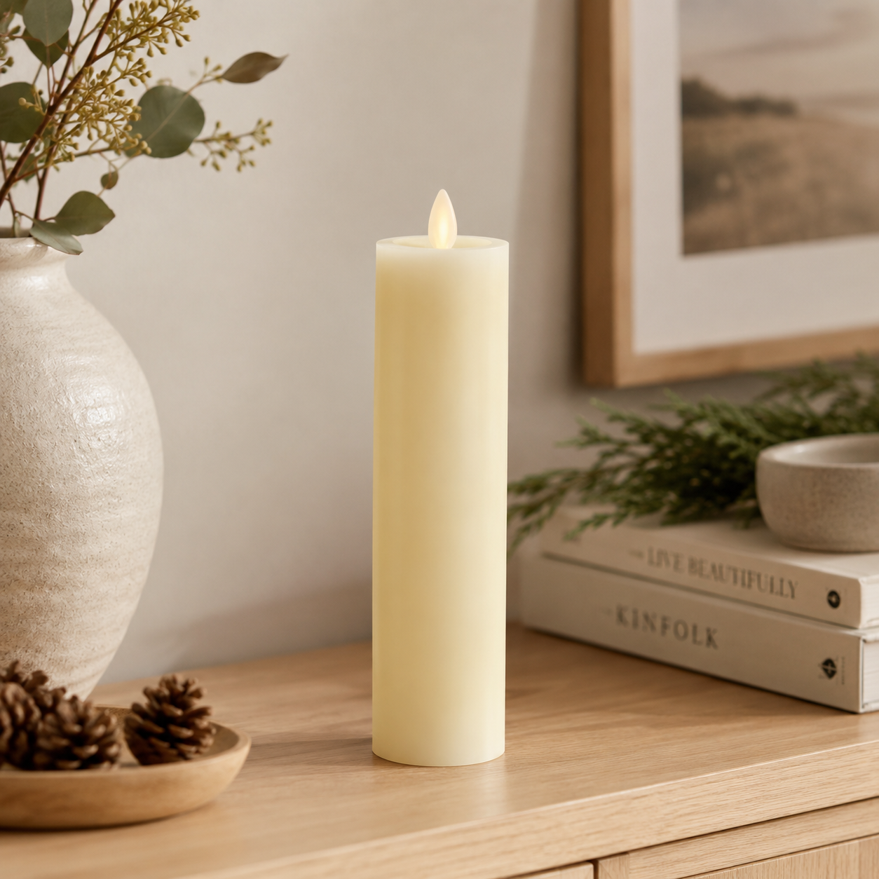 8" Slim Pillar Indoor Luminara LED Candle