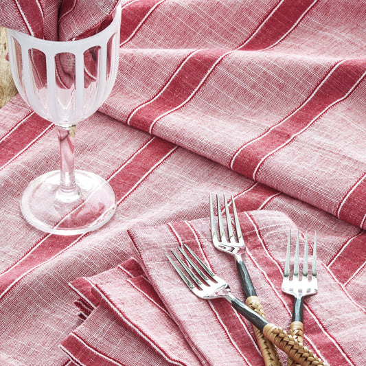 Red & White Stripe Runner Multi Cotton Summer