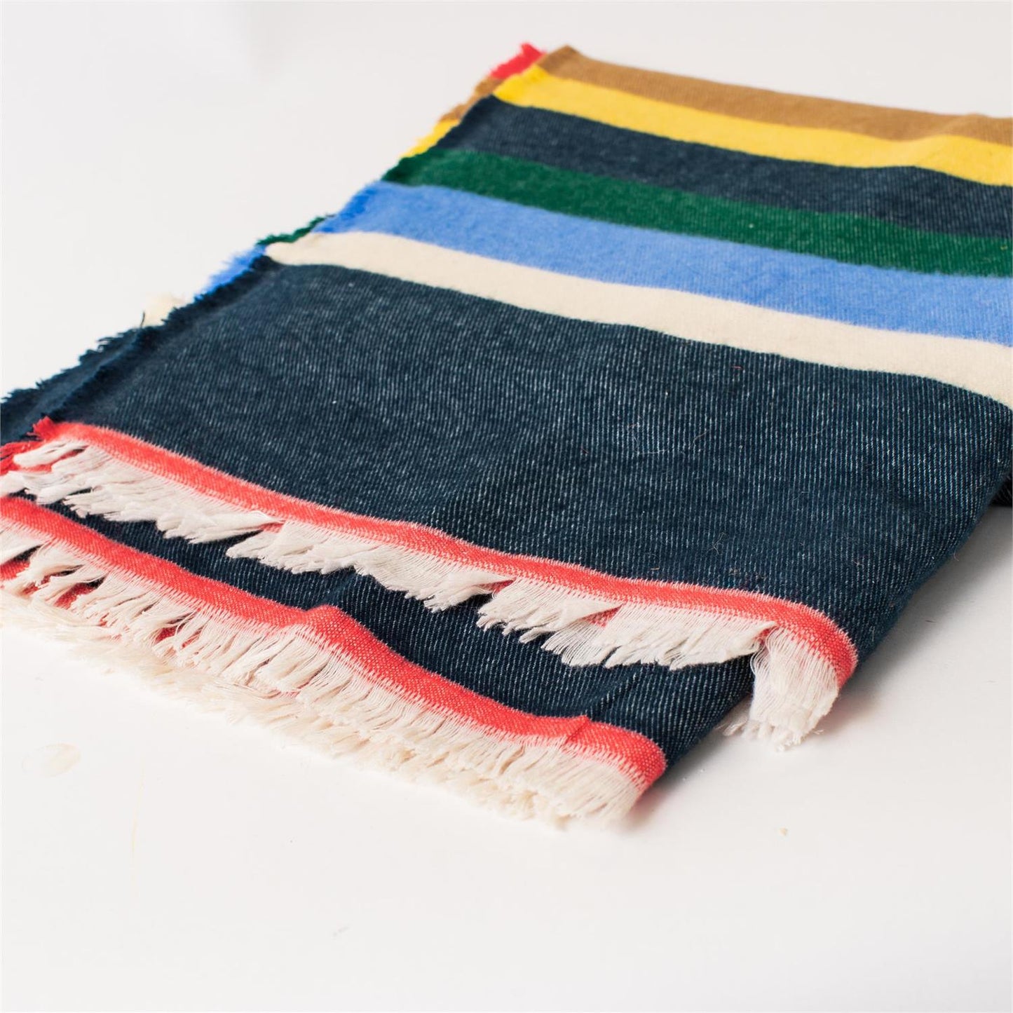 Throw - Woven Multicolor Stripe, With Fringe