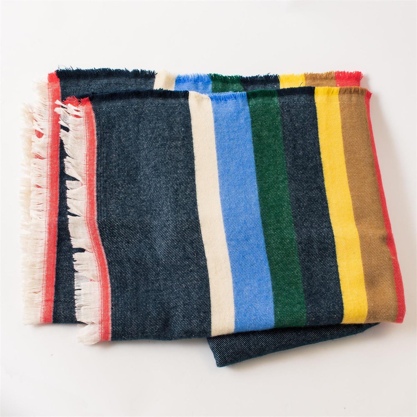 Throw - Woven Multicolor Stripe, With Fringe