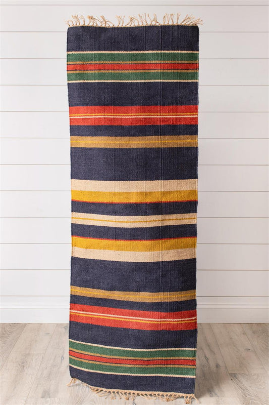 Rug - Multi Colored Striped Jute 24" x 72"