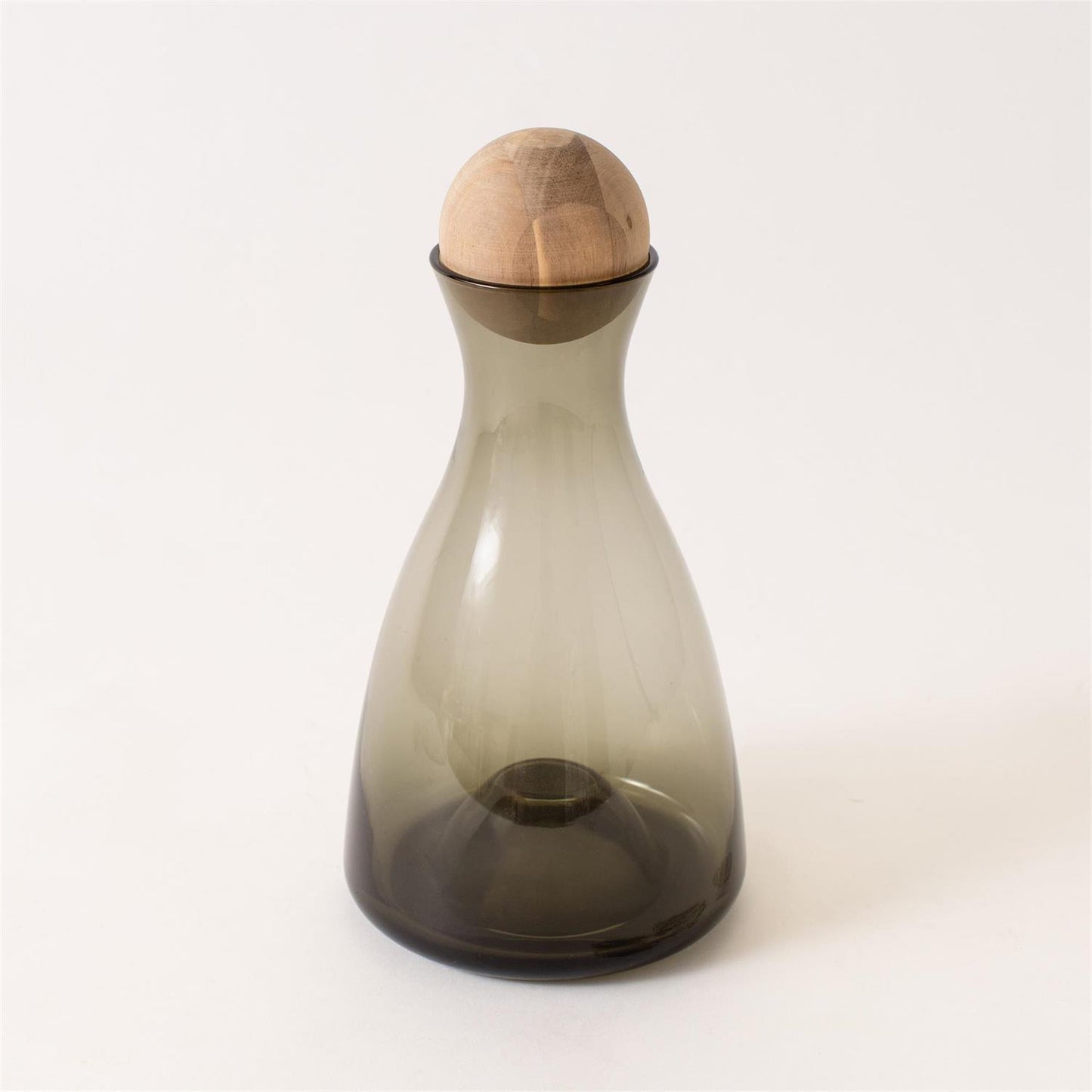 Smokey Glass Carafe with Acacia Lid