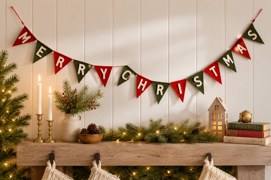 Handmade Wool Banner "Merry Christmas"