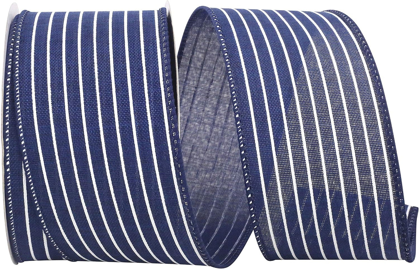 Thin Stripe Wired Ribbon, 2-1/2 Inch X 10 Yards, Navy