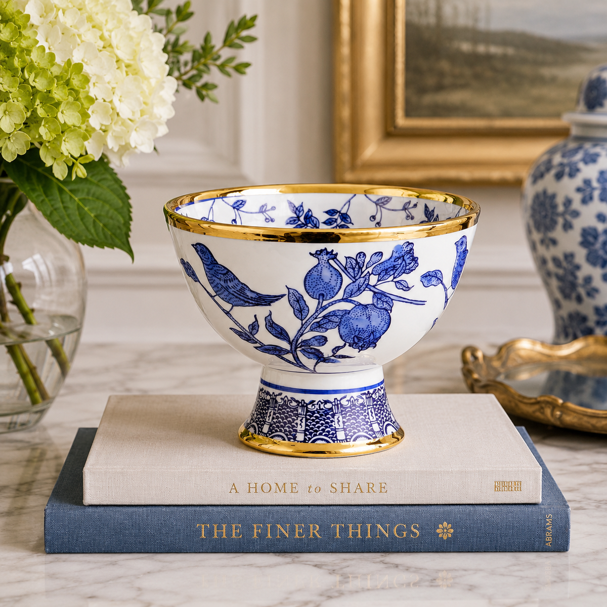 6" Blue Bird Plaid Bowl