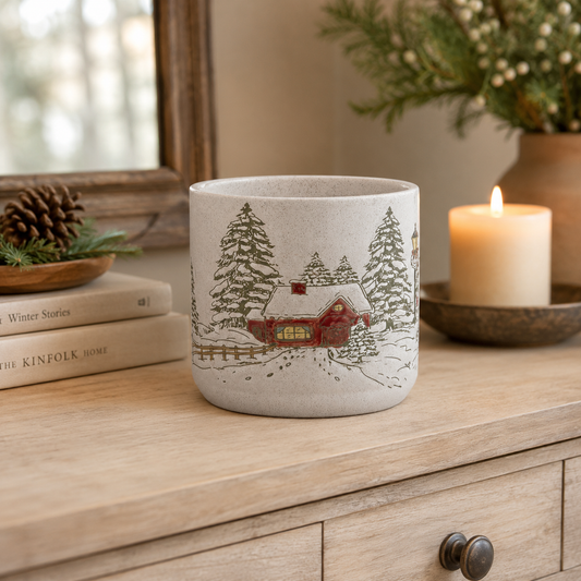 Snowy Pine Tree Planter