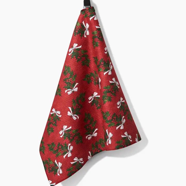 Christmas Berry Bow Tea Towel