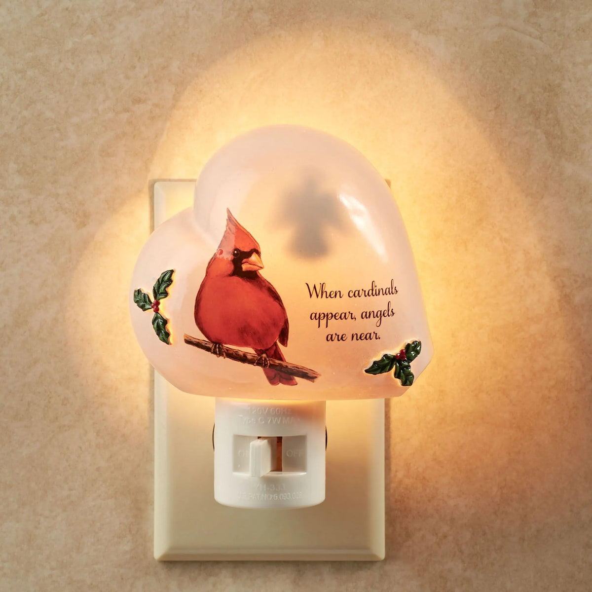 Reveal Cardinal Heart Shaped Memorial Nightlight