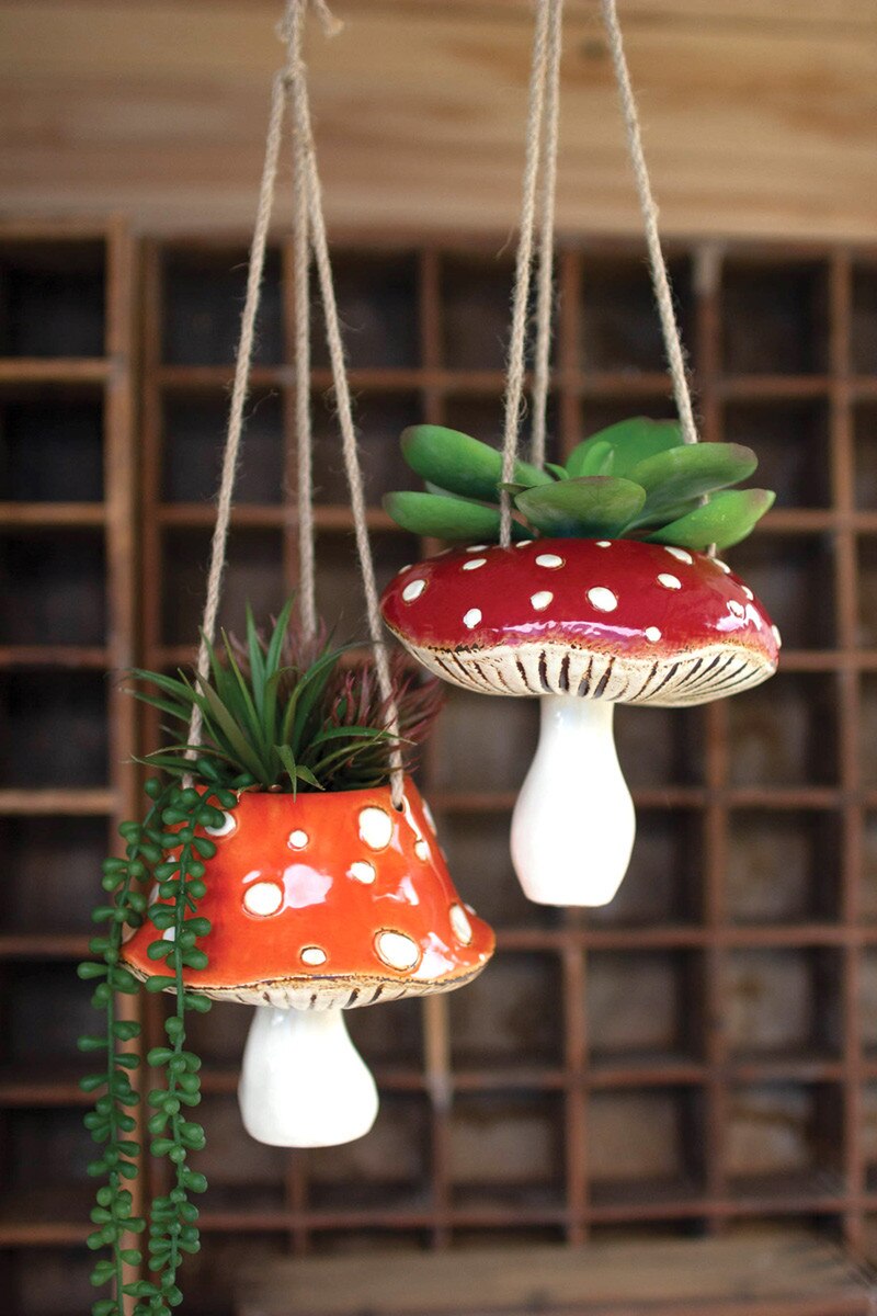 Ceramic Toadstool Hanging Planter