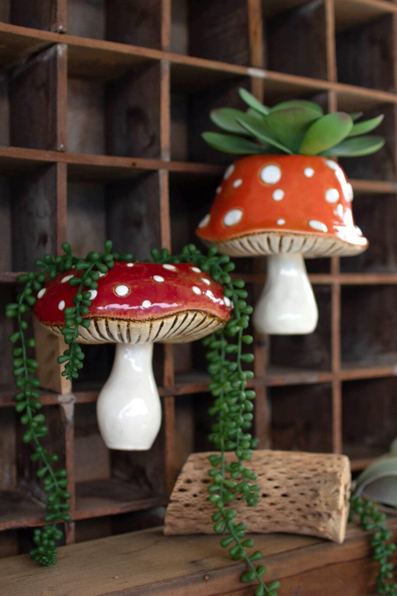 Ceramic Toadstool Wall Planter