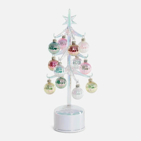 Rotating Glass Tree with Ornaments