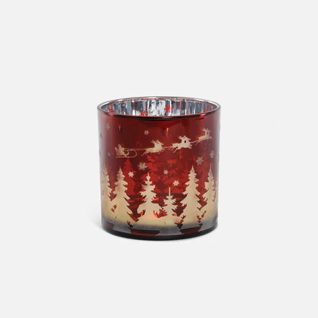 Santa and Sleigh Glass Hurricane