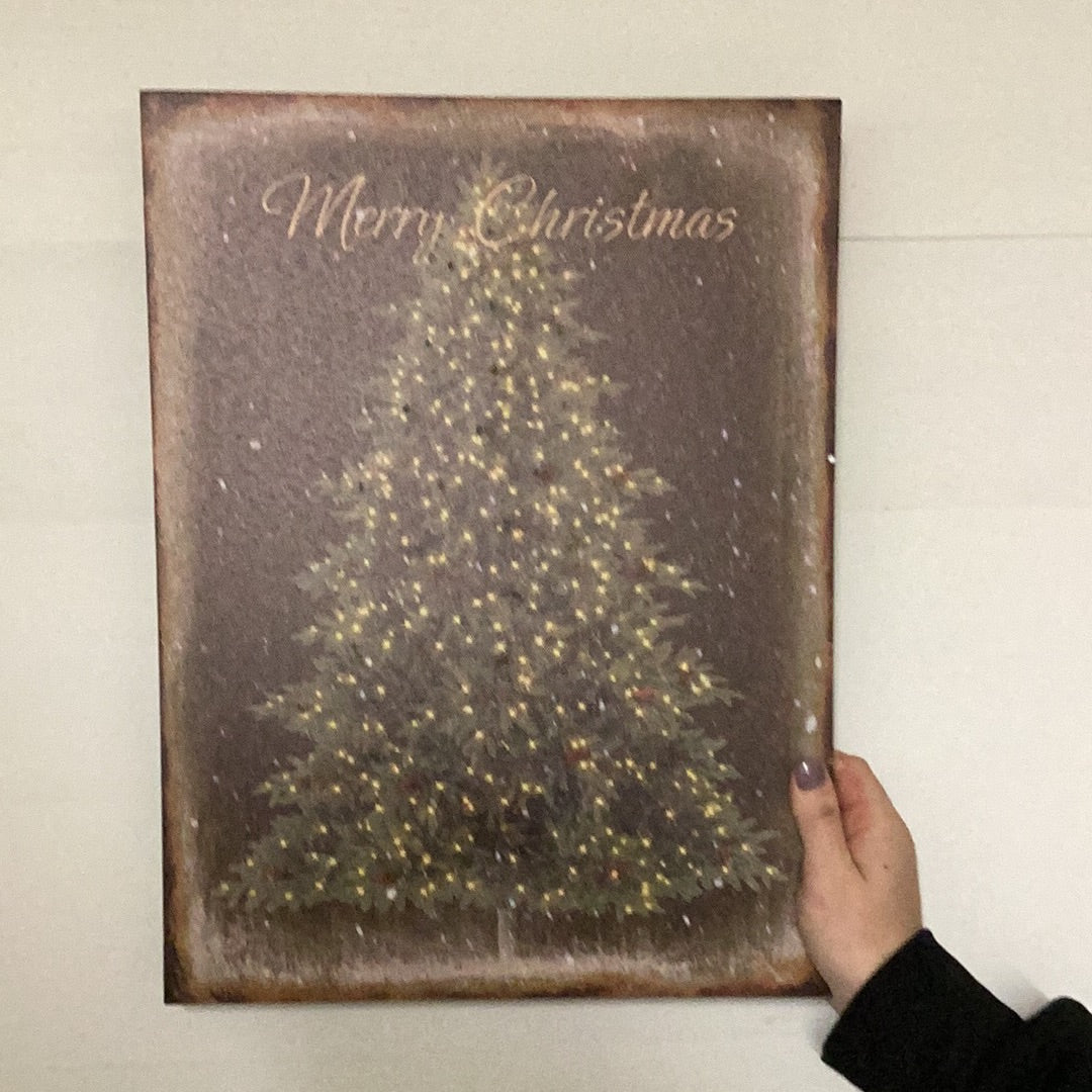 LED Black Christmas Tree Canvas