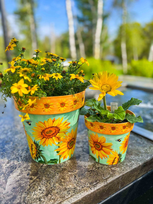 Watercolor Sunflower Zest Pot