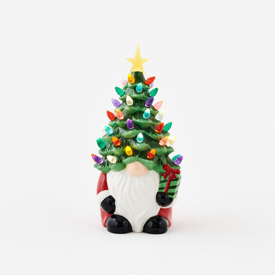 Ceramic Lighted Christmas Gnome