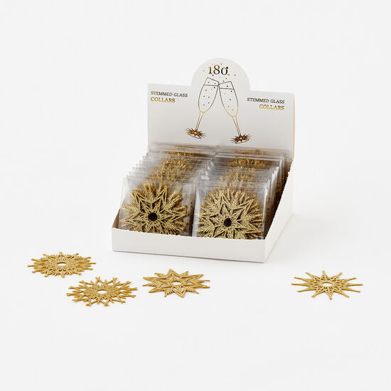 Gold Snowflake Drink Charms Set of 8